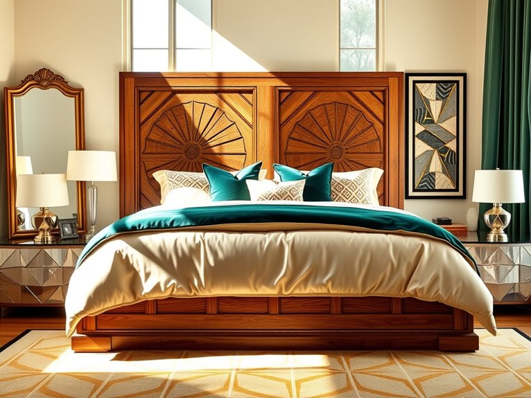 art deco oak panel bed