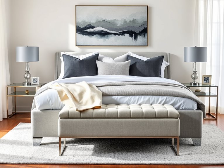 elegant gray sleigh bed