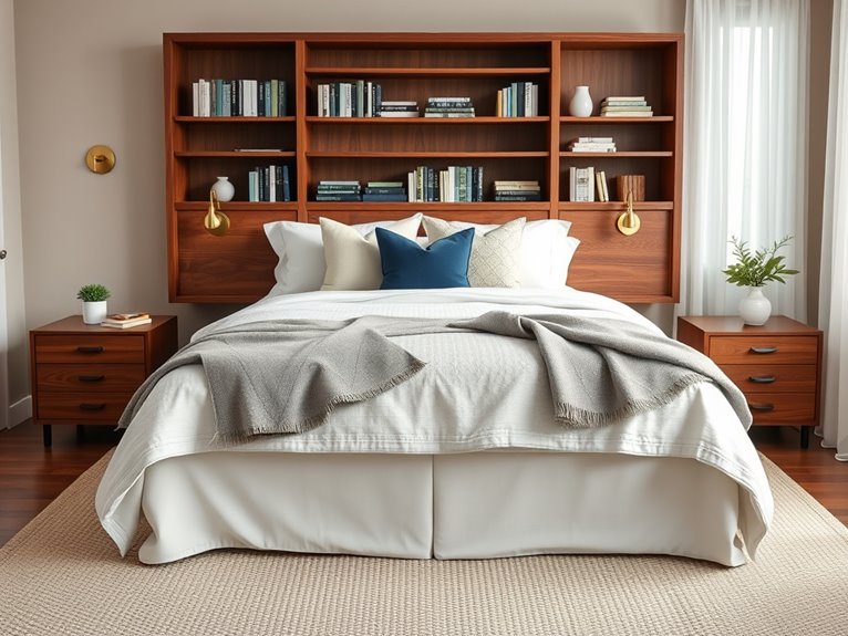 elegant storage headboard bed