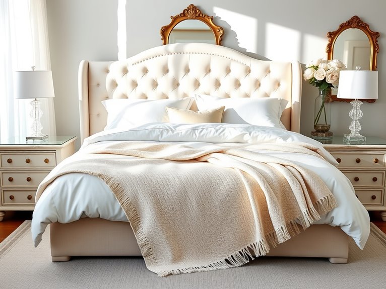 elegant tufted linen bed