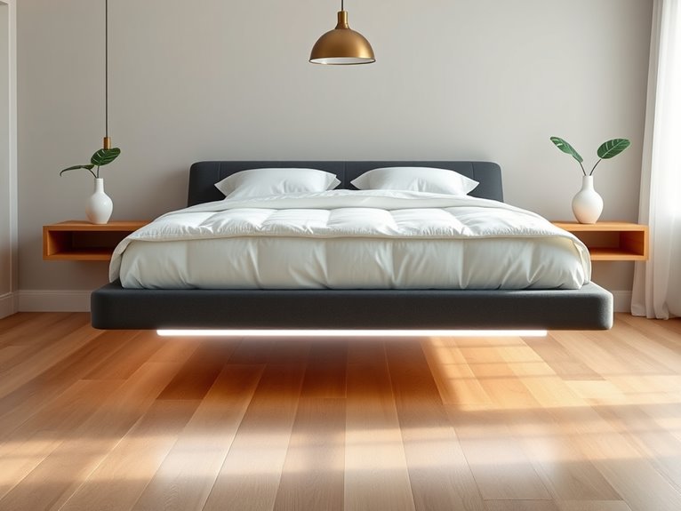 floating bed frame elegance