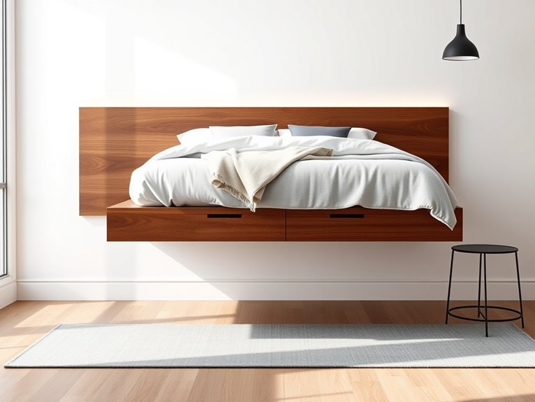 floating bed with storage
