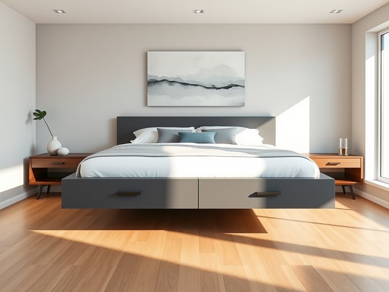 floating bed with storage