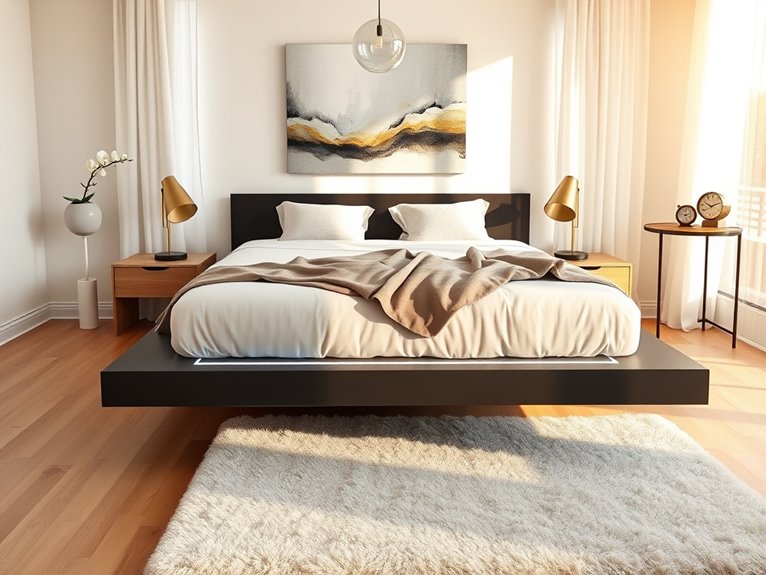 floating platform bed styling