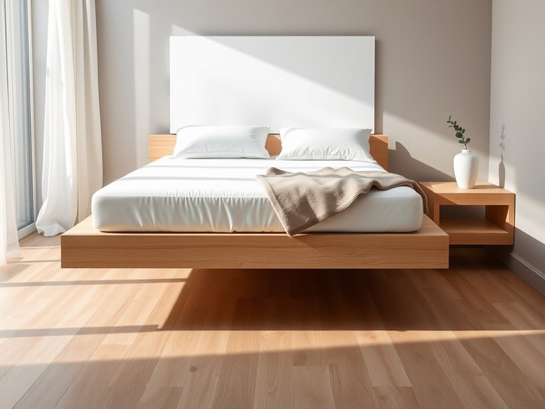 floating scandinavian storage bed