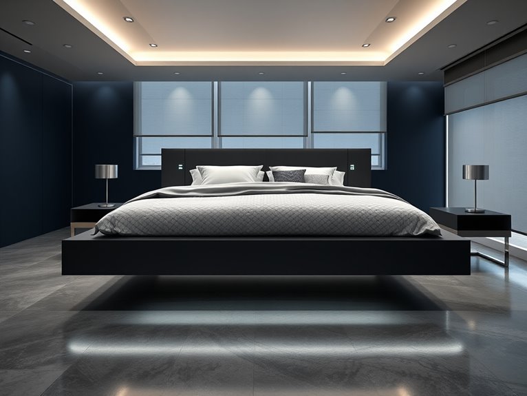 futuristic entertainment bedroom setup