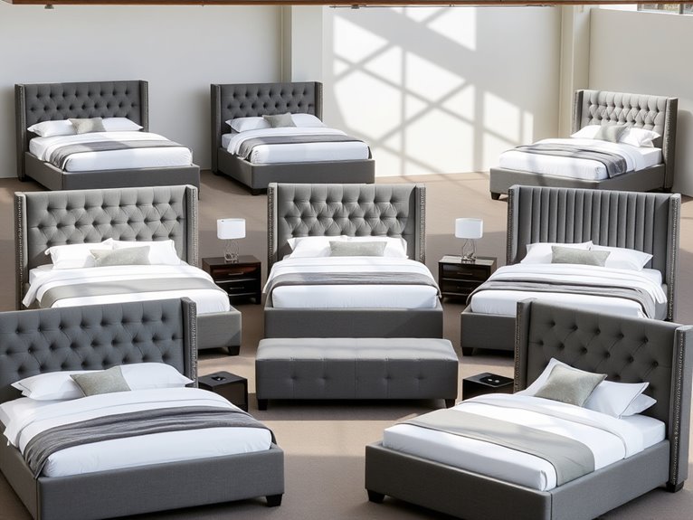 gray upholstered bed designs