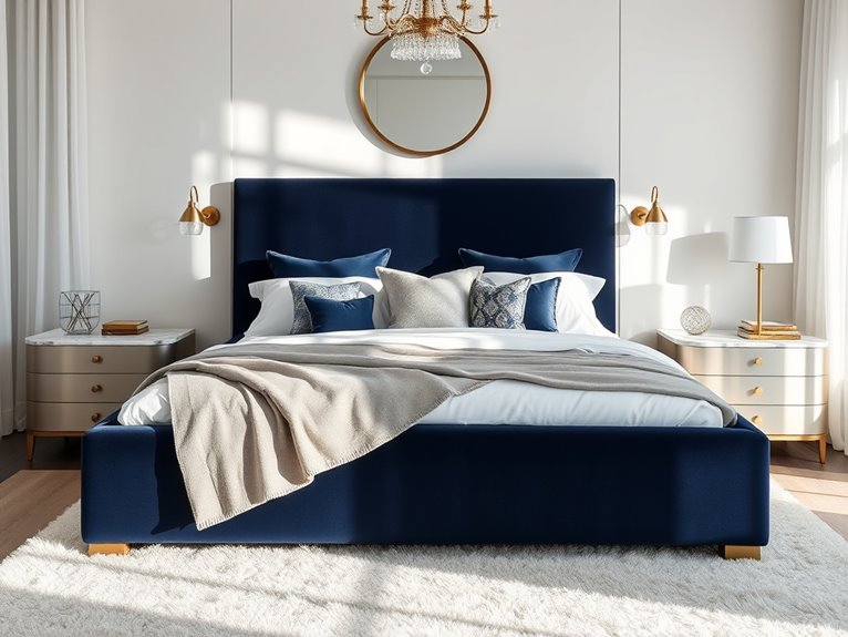 luxurious velvet platform bed