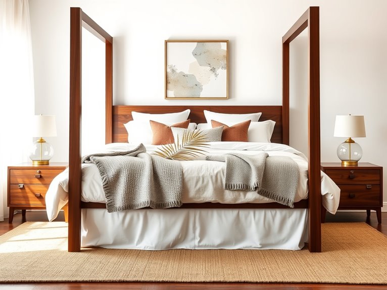 mid century walnut canopy bed