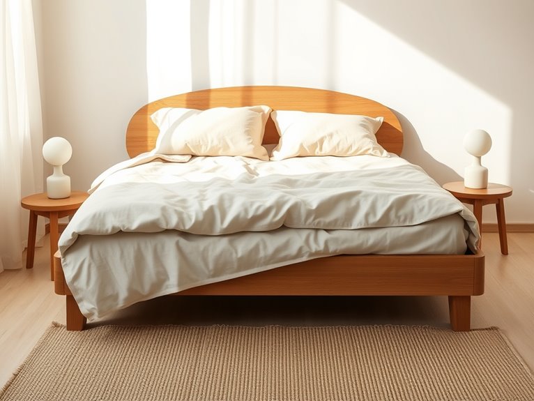 minimalist rounded wood bed
