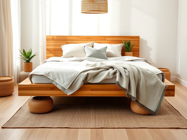 natural bamboo bed styling