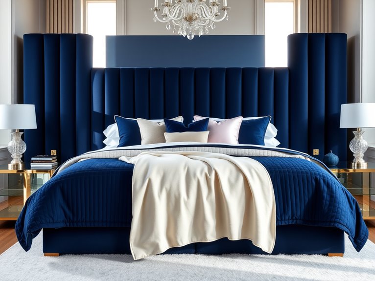 navy blue elegant bedroom design