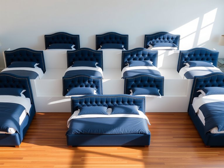 nine navy blue beds