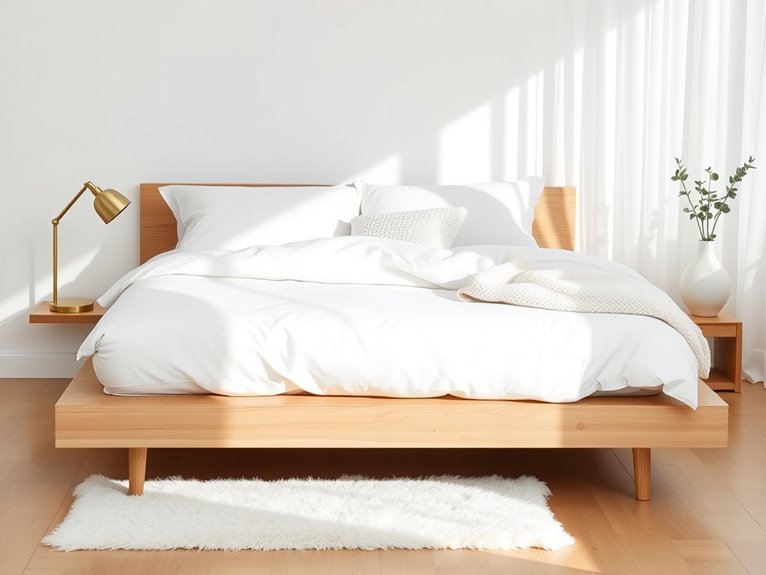 sleek minimalist platform bed styling