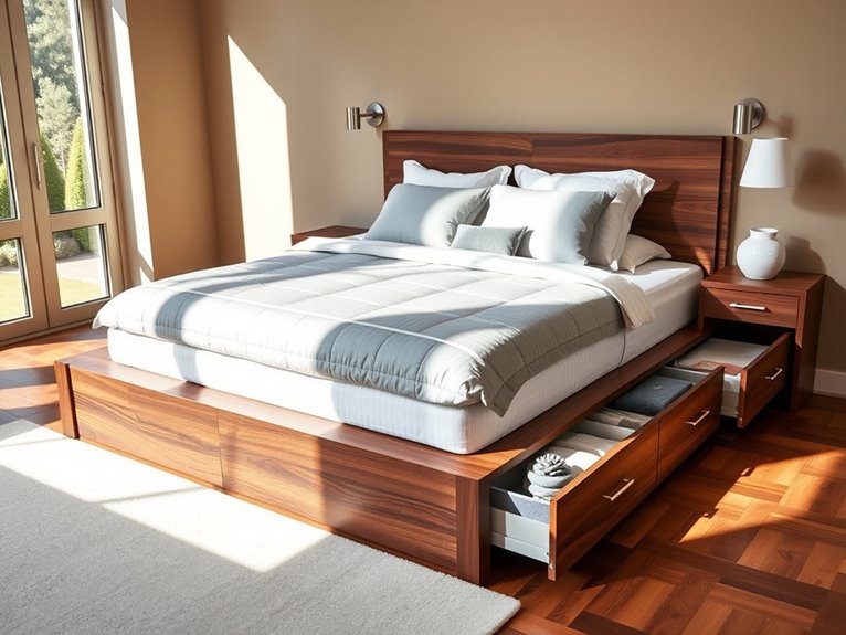 sleek storage bed design