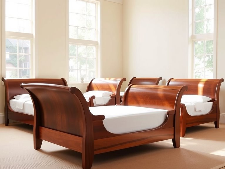 stylish curved wooden beds