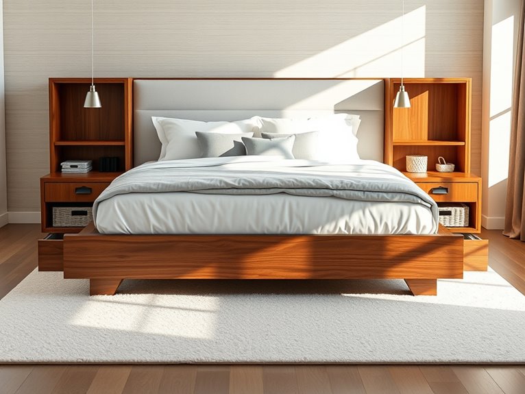 stylish multi compartment storage bed